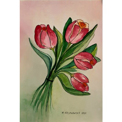 Tulipany, Małgorzata Kossakowska, obrazy akwarela