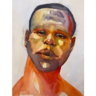 PORTRET FACETA, AKWARELA NA PAPIERZE,