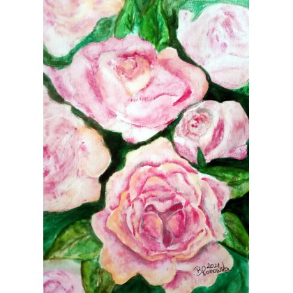 Różowe róże, Bożena Ronowska, obrazy akwarela