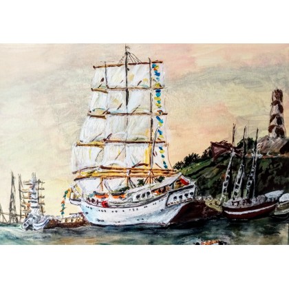 Żegluga morska, Krystyna Mościszko, obrazy akryl