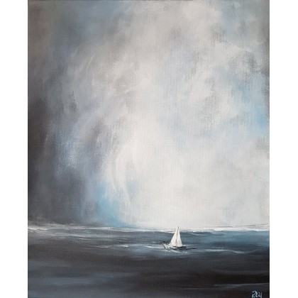 Paulina Lebida - obrazy akryl - Samotna łódź- obraz akrylowy 38/46 cm foto #1