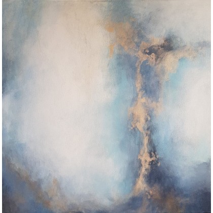 Abstrakcja w szarościach ze złotem, Paulina Lebida, obrazy akryl