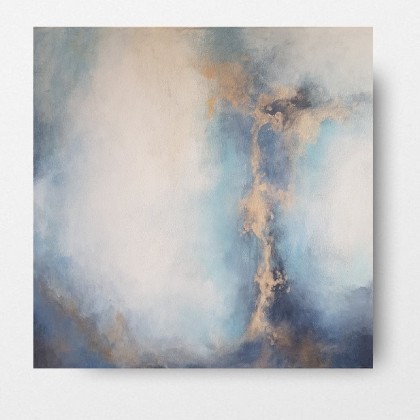 Paulina Lebida - obrazy akryl - Abstrakcja w szarościach ze złotem foto #1