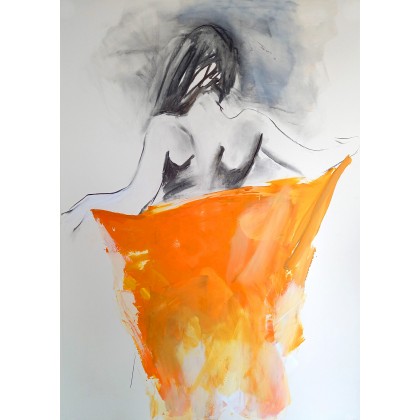 orange! 100x70, Alina Louka, obrazy tech. mieszana