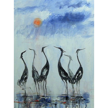 Ptaki...., Dariusz Grajek, olej + akryl