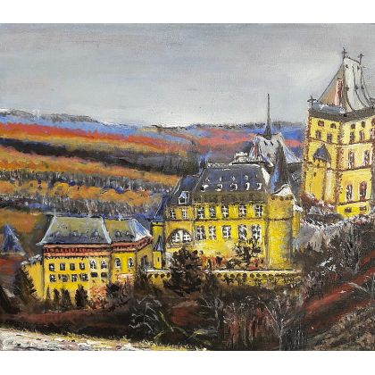 Zamek Karlstejn Czechy, Krystyna Mościszko, obrazy akryl