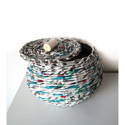 Wyplatanki - upcycling design - Biała szkatułka - kosz foto #2