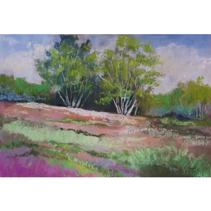 Wiosenne drzewa - praca wykonana pastela, Paulina Lebida, pastele suche