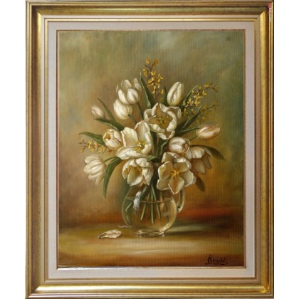 Lidia Olbrycht - obrazy olejne - Białe Tulipany, ręcznie malowany foto #1