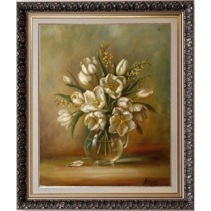 Lidia Olbrycht - obrazy olejne - Białe Tulipany, ręcznie malowany foto #2