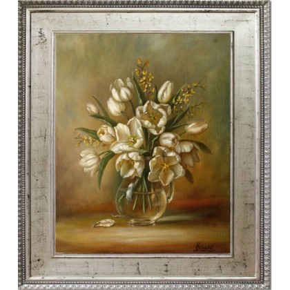 Lidia Olbrycht - obrazy olejne - Białe Tulipany, ręcznie malowany foto #3