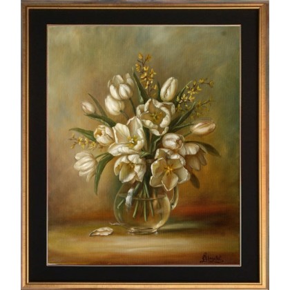 Lidia Olbrycht - obrazy olejne - Białe Tulipany, ręcznie malowany foto #4