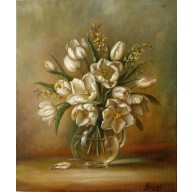 Białe Tulipany, ręcznie malowany