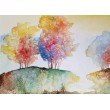 Kolorowe drzewa-  akwarela