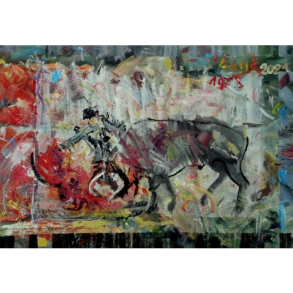 Korrida, 70x100, 2021, Eryk Maler, obrazy olejne