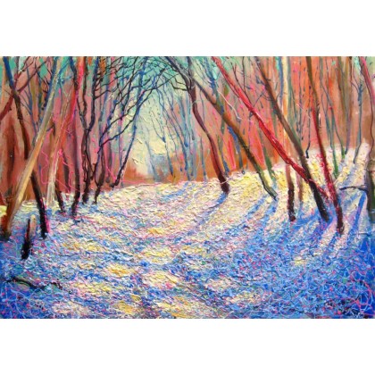 Zimowy las, Włodzimierz Draczyński, obrazy akryl