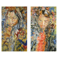 2 obrazy, pt. /KWIATY ZA UCHEM/, 45x80