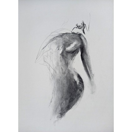 szkic kobiety 40x30, Alina Louka, rysunek węglem