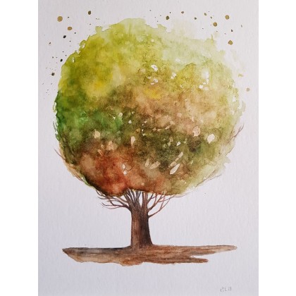 Drzewa-  akwarela, Paulina Lebida, obrazy akwarela