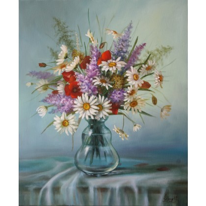 Białe Tulipany, ręcznie malowany, Lidia Olbrycht, obrazy olejne