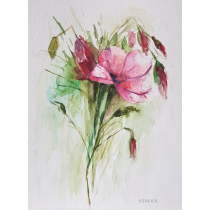Kwiaty-akwarela formatu 24/32 cm, Paulina Lebida, obrazy akwarela