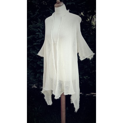 Krzysztof Paweł Kowalski - inne - Kardigan z dzianiny lnianej z wiązaniem foto #4