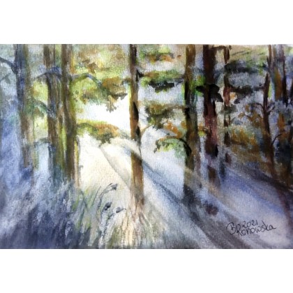 Las, Bożena Ronowska, obrazy akwarela