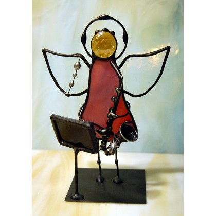 Aleksander Makarski - anioły i aniołki - Aniołek witrażowy 3D z saksofonem foto #1