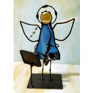 Aniołek witrażowy 3D z saksofonem