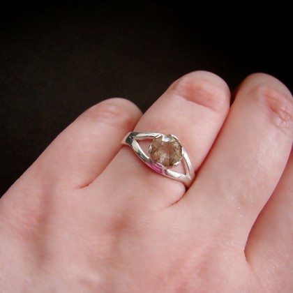 Gagat - pierścionki - Srebrny Pierscionek z Kwarcem z Rutylem foto #2