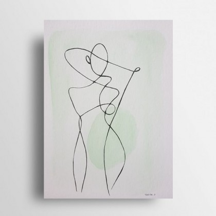 Kobieta-minimalizm -akwarela, Paulina Lebida, obrazy akwarela