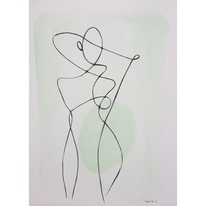 Paulina Lebida - obrazy akwarela - Kobieta-minimalizm -akwarela foto #1
