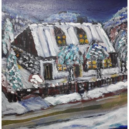 domek w górach, Krystyna Mościszko, obrazy akryl