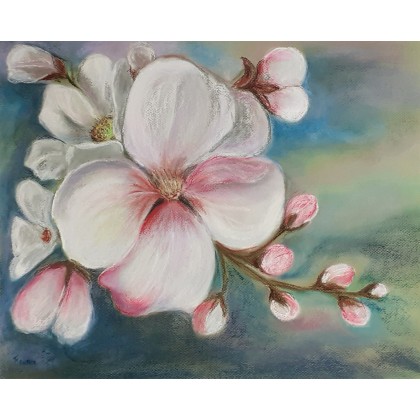 Kwiaty jabłoni, Maria Twardoch, pastele suche