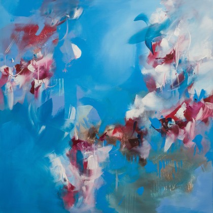 Niebieskie migdały - obraz 90x90 cm, Agnieszka Potocka-Makoś, obrazy akryl