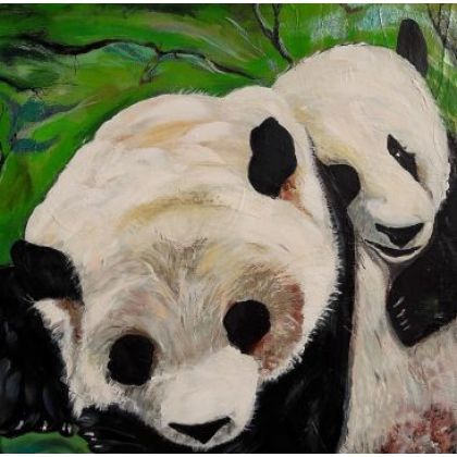 Panda z małym, Ewa Mościszko, obrazy akryl