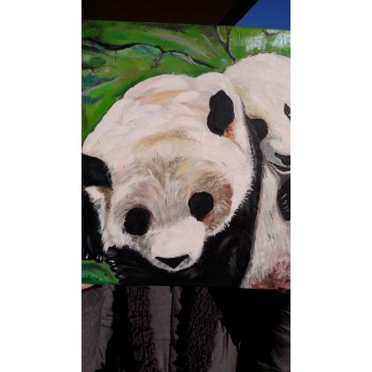 Ewa Mościszko - obrazy akryl - Panda z małym foto #1
