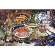 Arbuz i wino, 80x120 cm, 2021