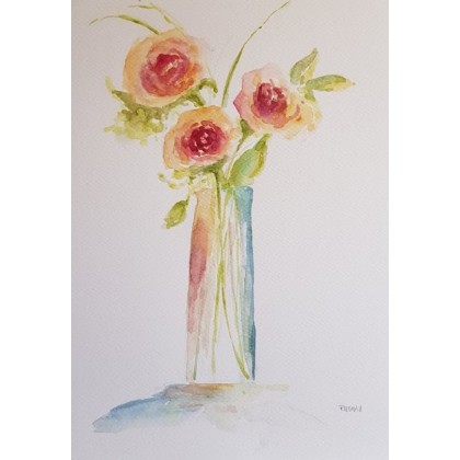 Kwiaty w wazonie -akwarela, Paulina Lebida, obrazy akwarela