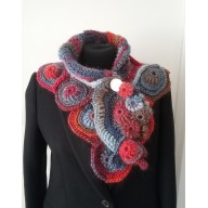 Szalik freeform crochet multikolor