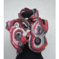 Szalik freeform crochet zimne kolory